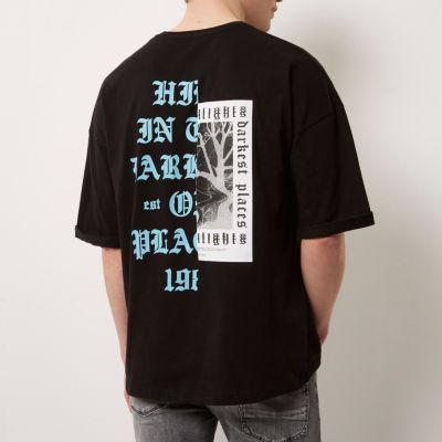 Black hidden places oversized T-shirt